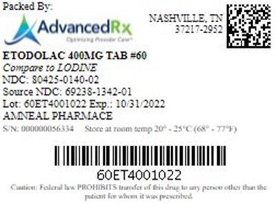 Etodolac 400mg Tab Qty 60 NDC 80425-0140.jpg Etodolac 400mg Tab Qty 60 NDC 80425 0140